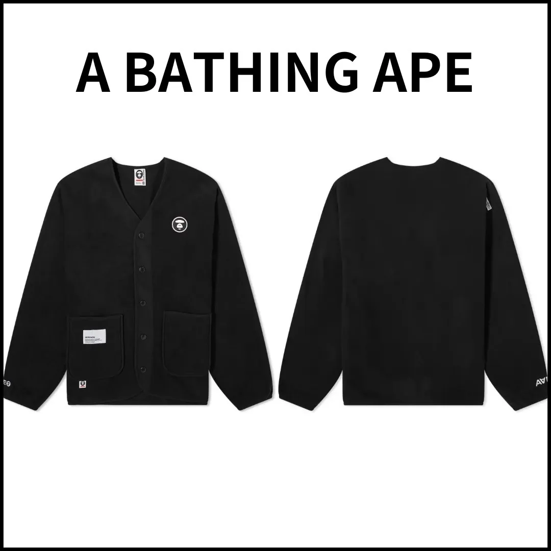 A BATHING APE  |Unisex Street Style Oversized Logo Skater Style Cardigans