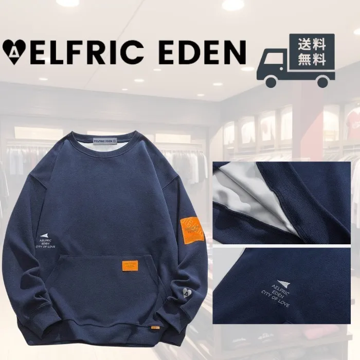 Aelfric Eden  |Crew Neck Unisex Street Style Oversized Logo Sweatshirts