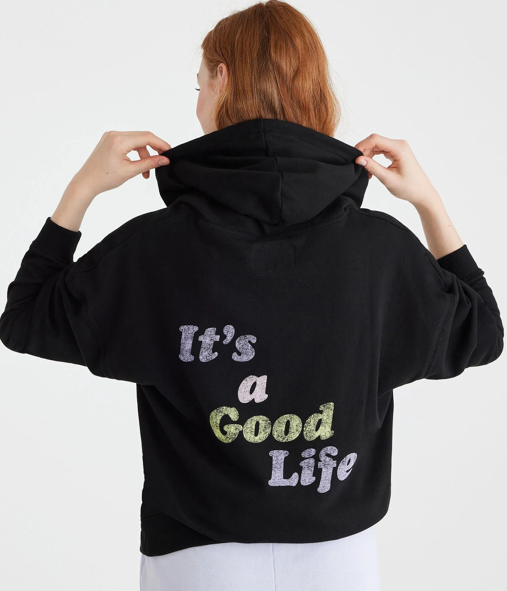 Aeropostale Womens' It's A Good Life Pullover Hoodie -  - Size XS - Cotton - Teen Fashion & Clothing Black