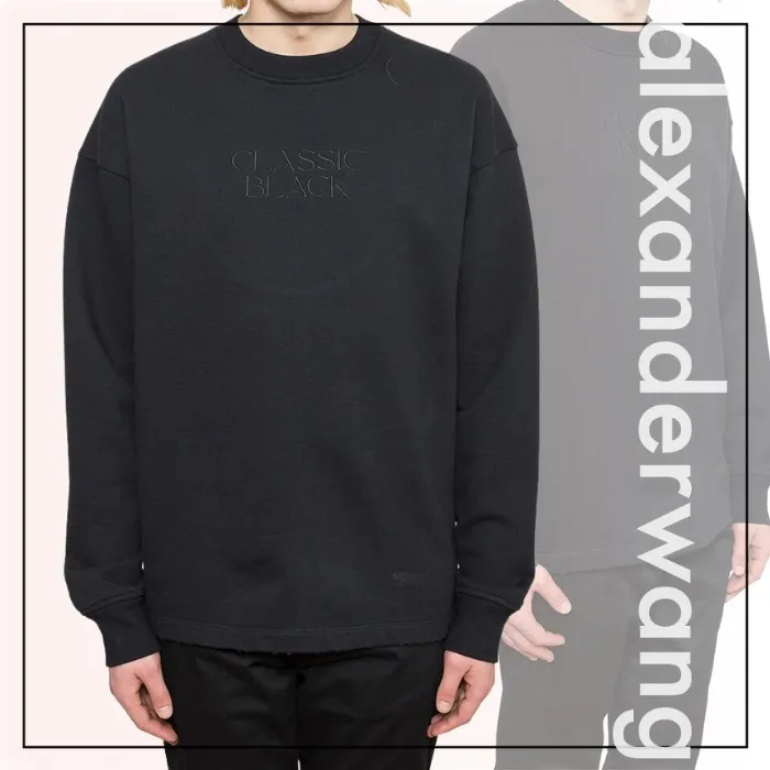 Alexander Wang  |Crew Neck Unisex Street Style Long Sleeves Plain Cotton