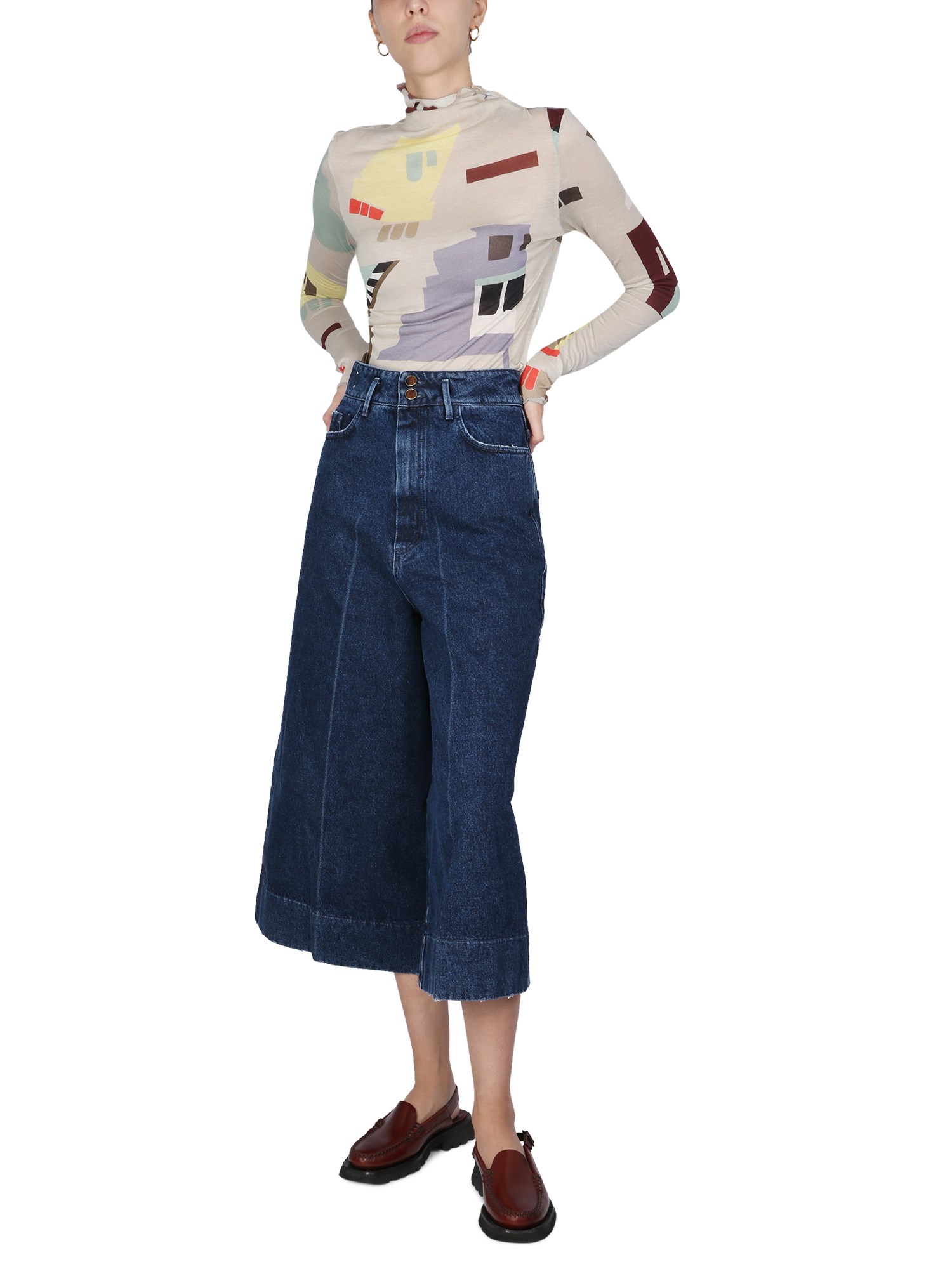 ALYSI    WIDE LEG COTTON DENIM JEANS