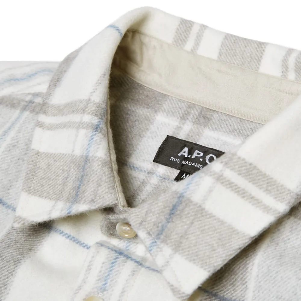 A.P.C Wool Flannel OvershirtLight Grey