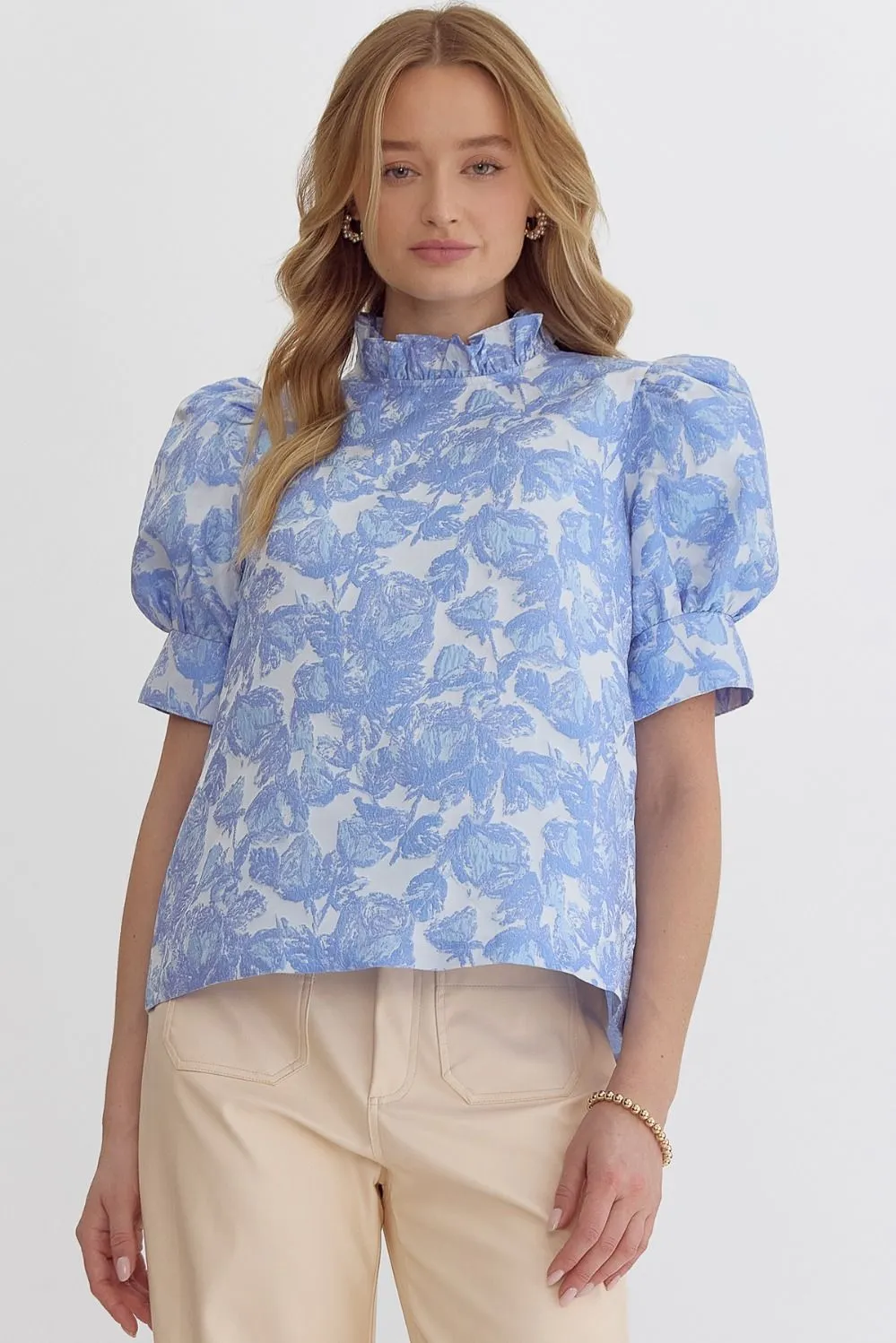 April Flowers Top - Blue