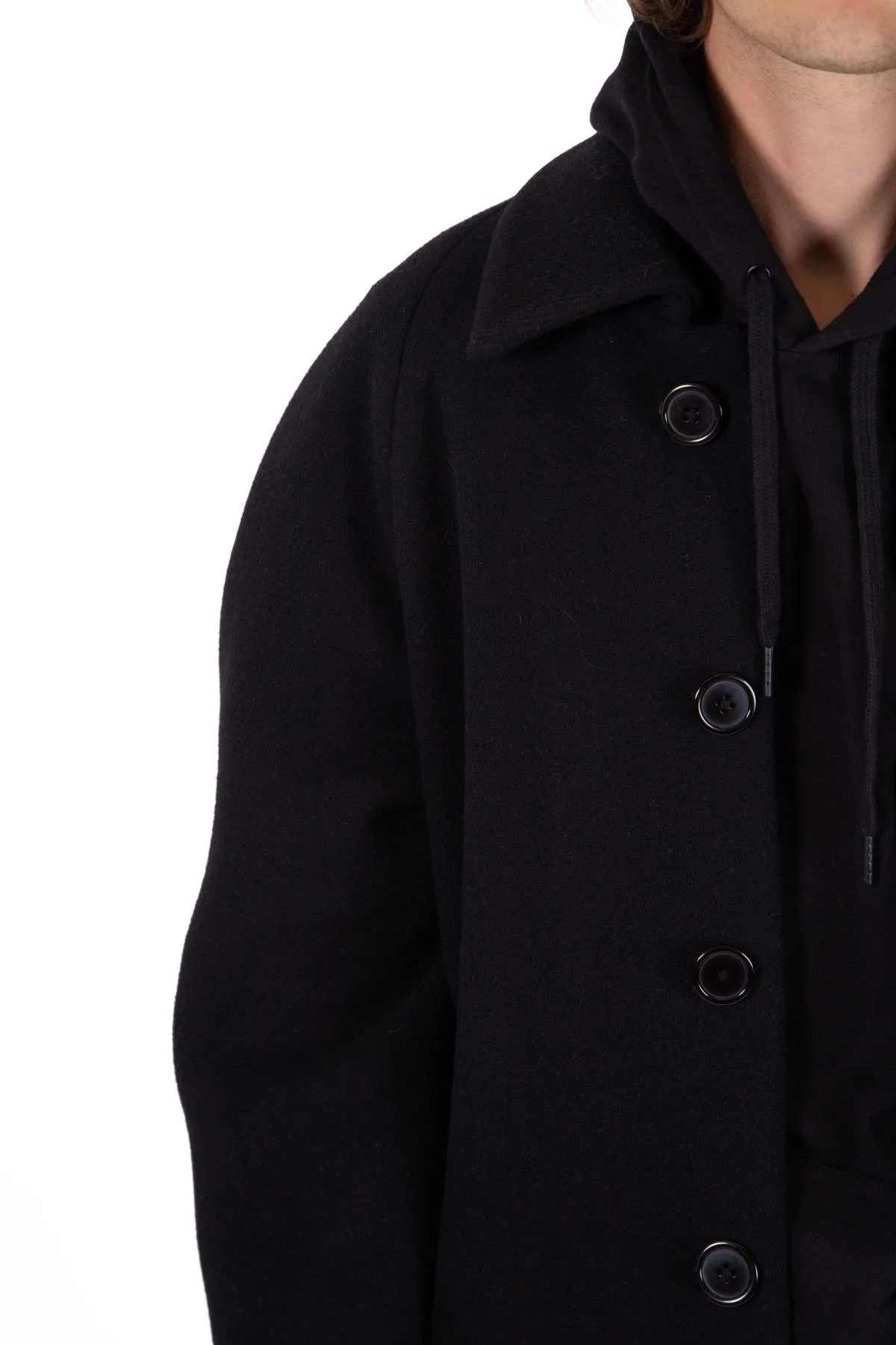 Archive Long Wool Coat - Black