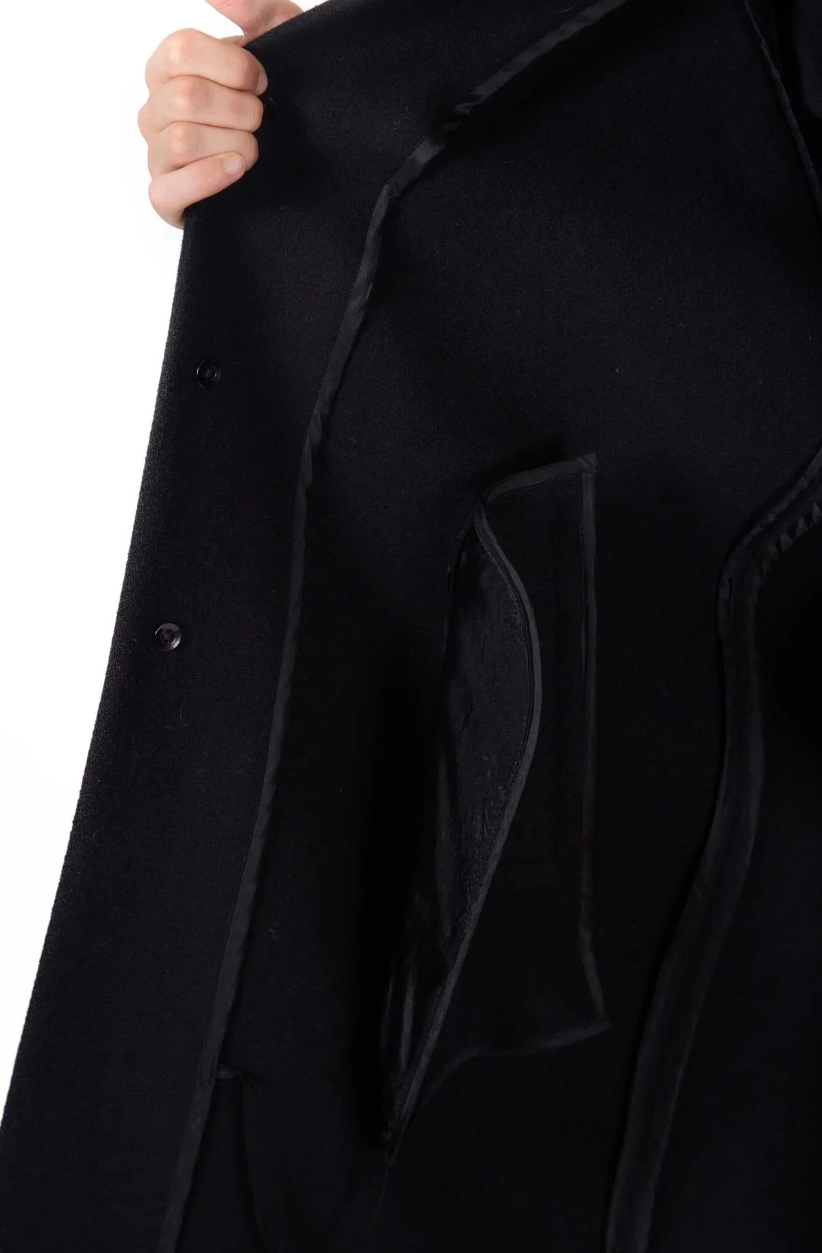 Archive Long Wool Coat - Black