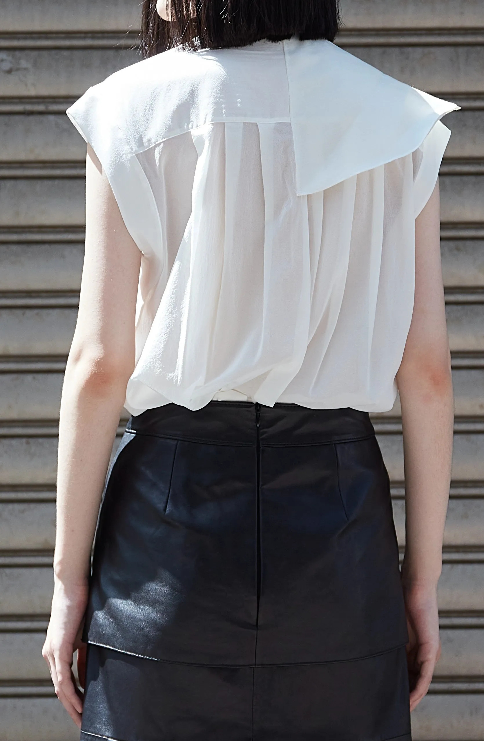 Asymmetric Silk Vest White