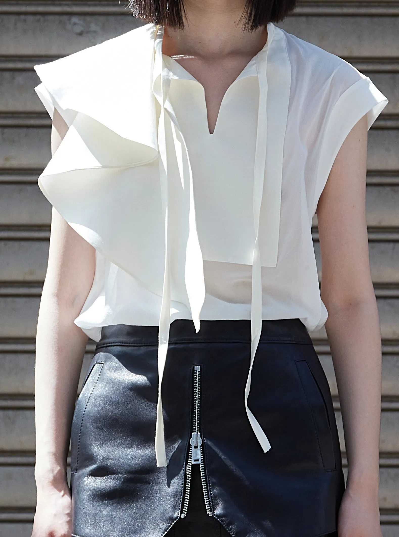 Asymmetric Silk Vest White