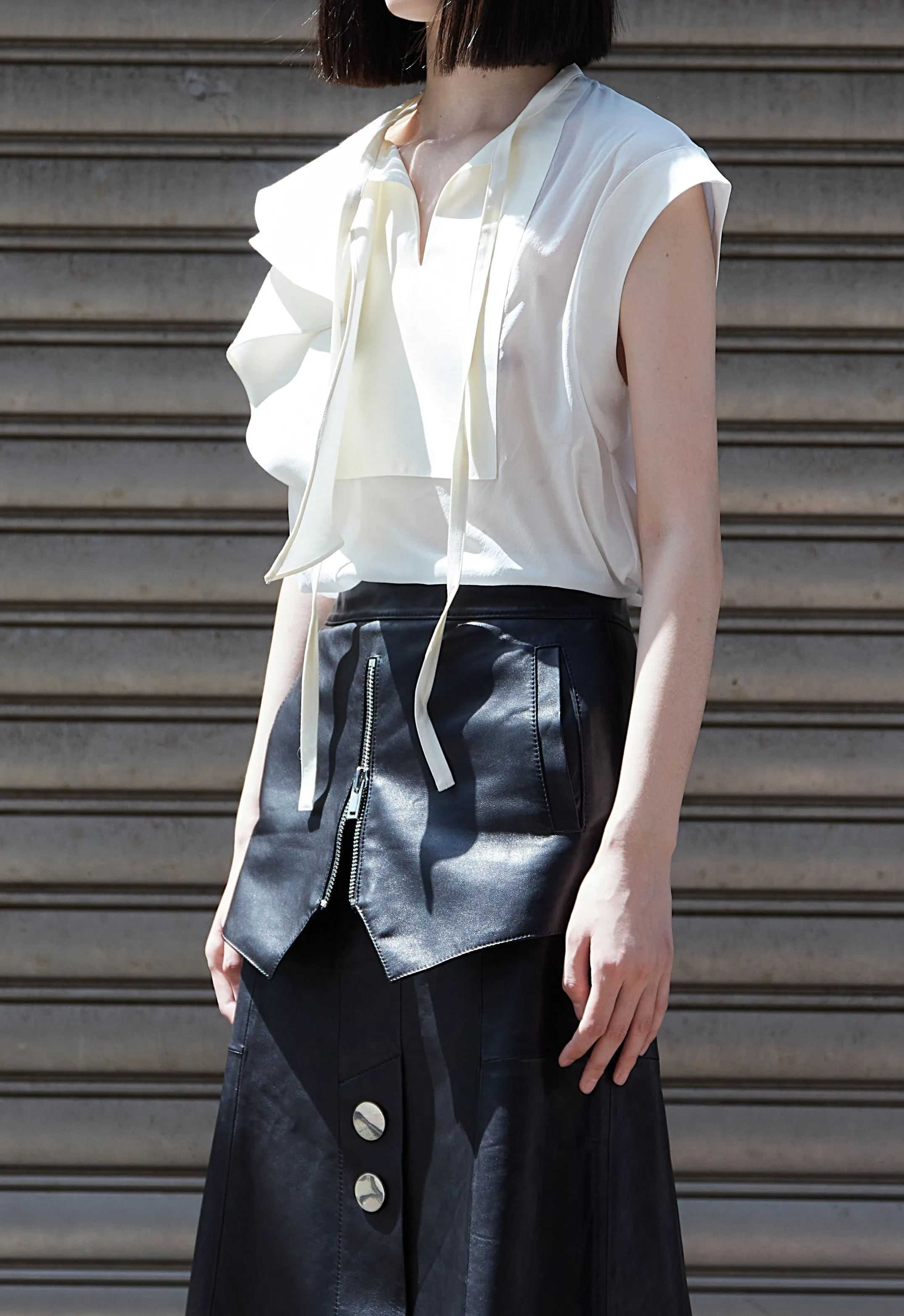 Asymmetric Silk Vest White