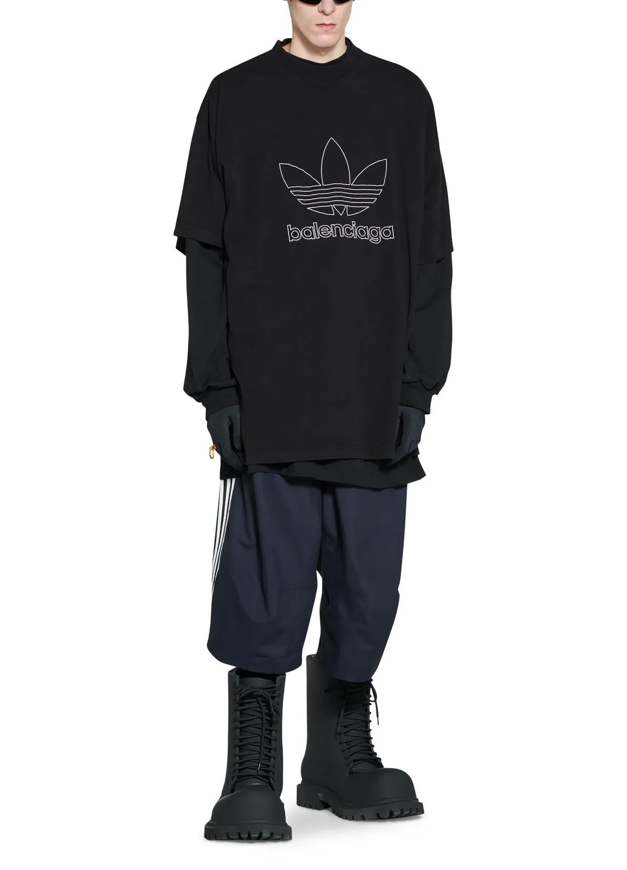 BALENCIAGA  |Crew Neck Unisex Street Style Collaboration Bi-color Cotton