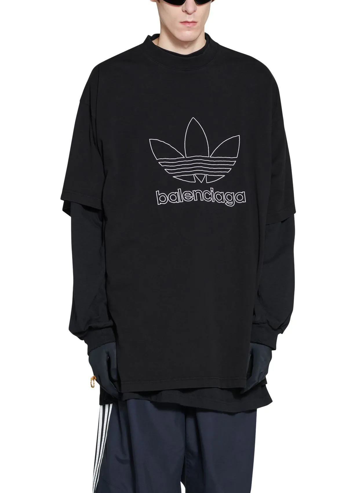 BALENCIAGA  |Crew Neck Unisex Street Style Collaboration Bi-color Cotton