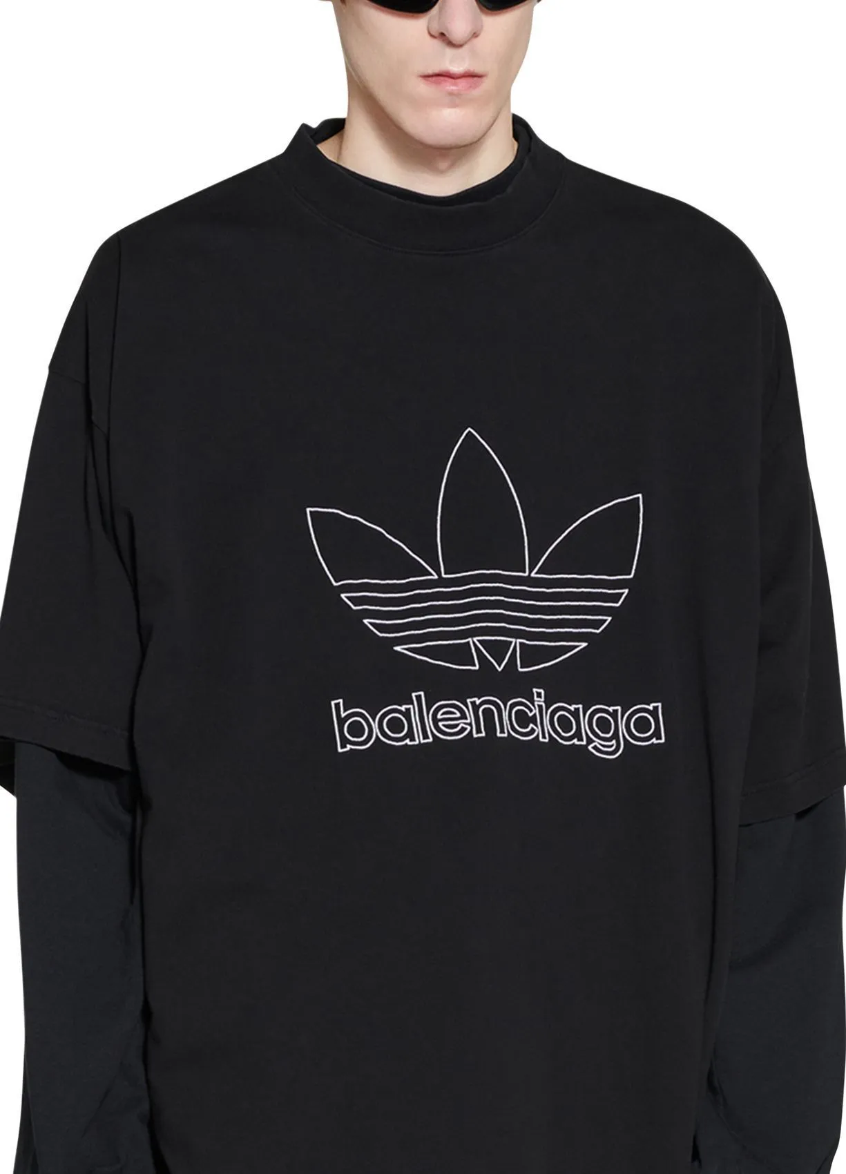 BALENCIAGA  |Crew Neck Unisex Street Style Collaboration Bi-color Cotton