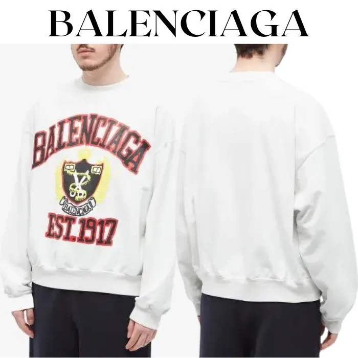 BALENCIAGA  |Crew Neck Unisex Street Style Long Sleeves Plain Cotton