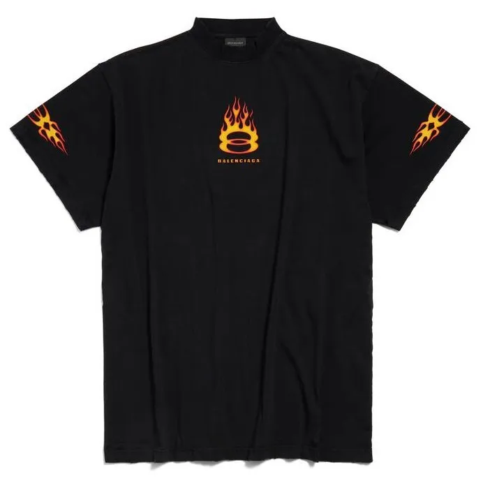 BALENCIAGA  |Men's Burning Unity T-shirt Oversized in Black