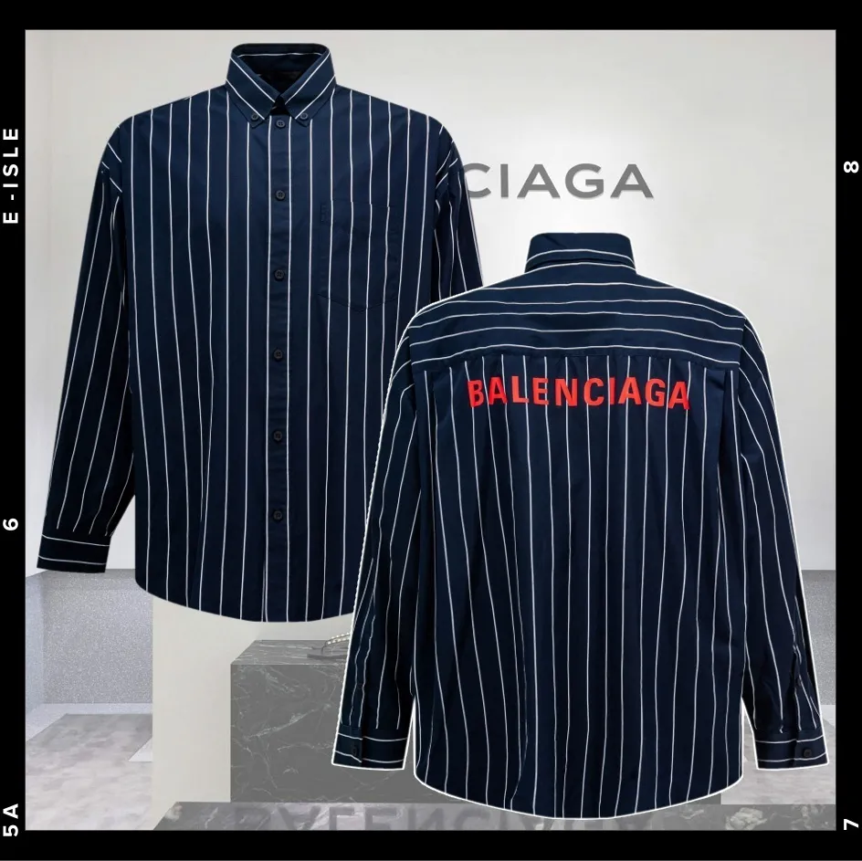 BALENCIAGA  |Stripes Cotton Oversized Logo Luxury