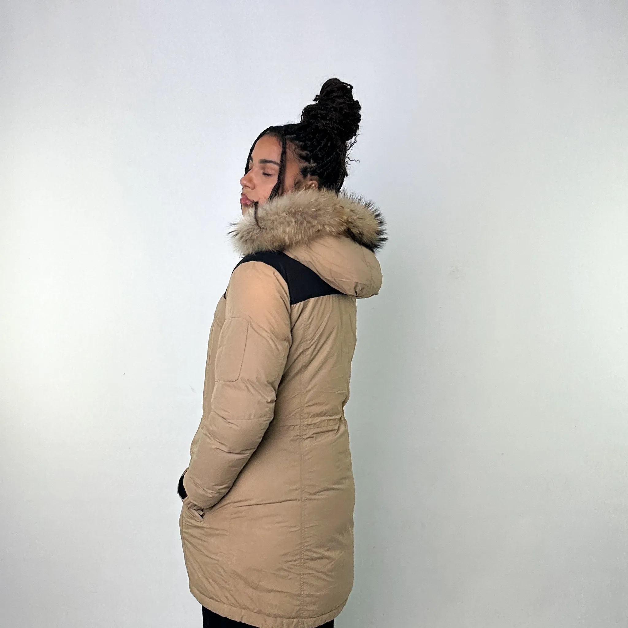 Beige Tan 90s Mont Bell Puffer Jacket Coat (M)