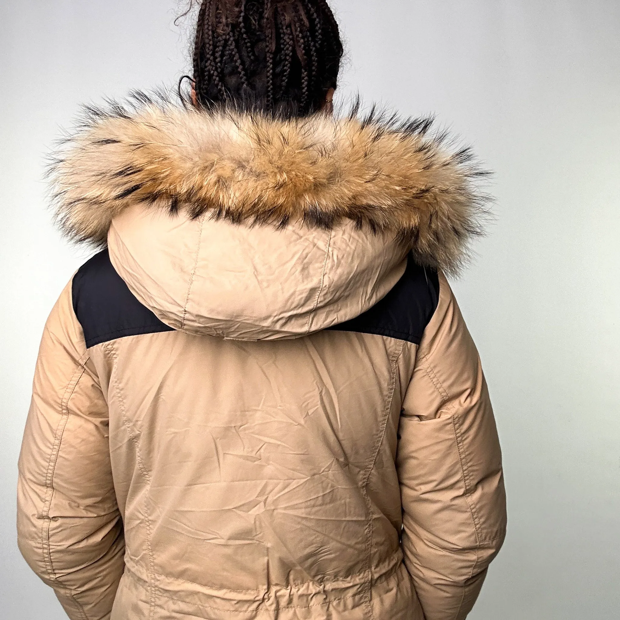 Beige Tan 90s Mont Bell Puffer Jacket Coat (M)