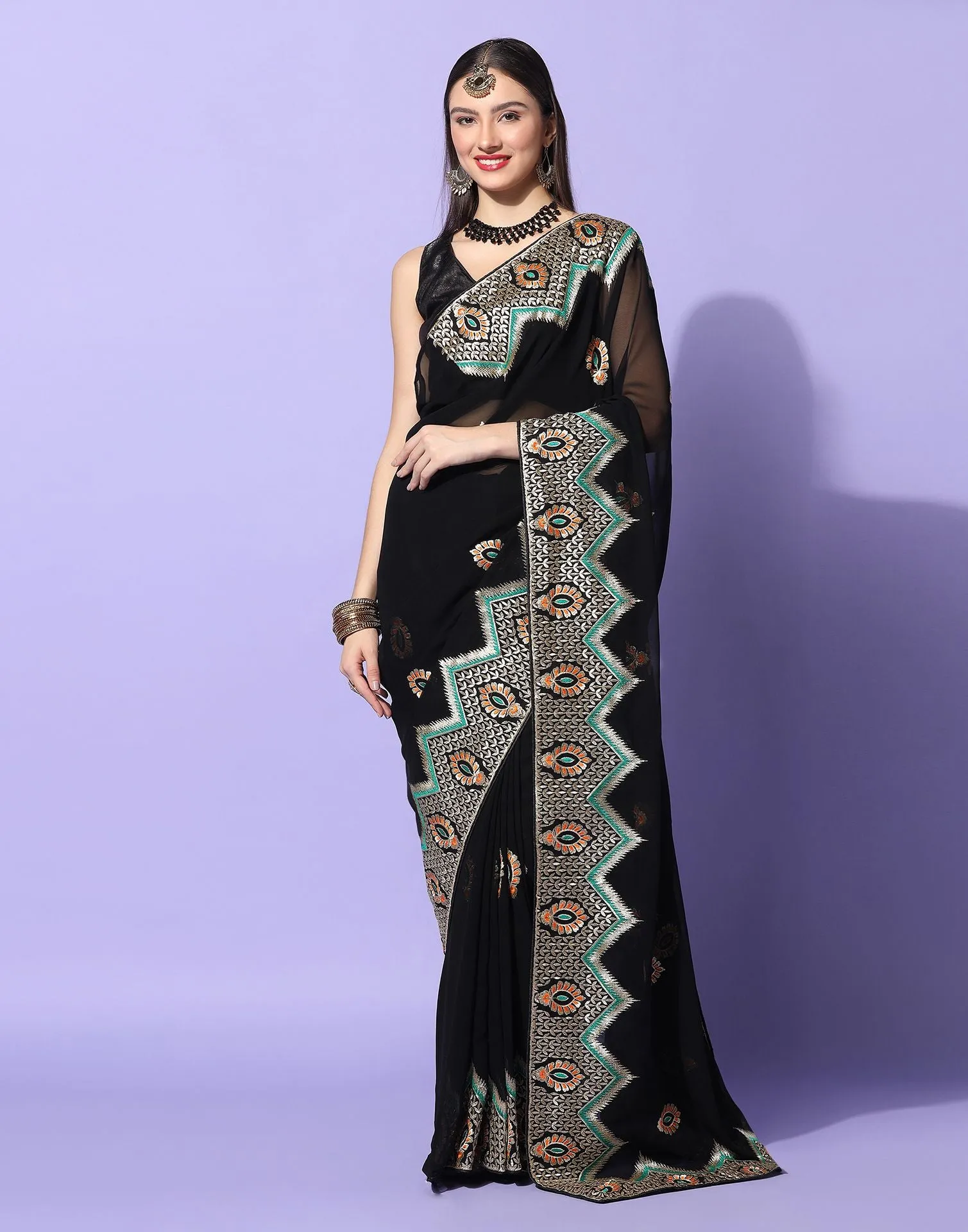 Black Embroidery Saree