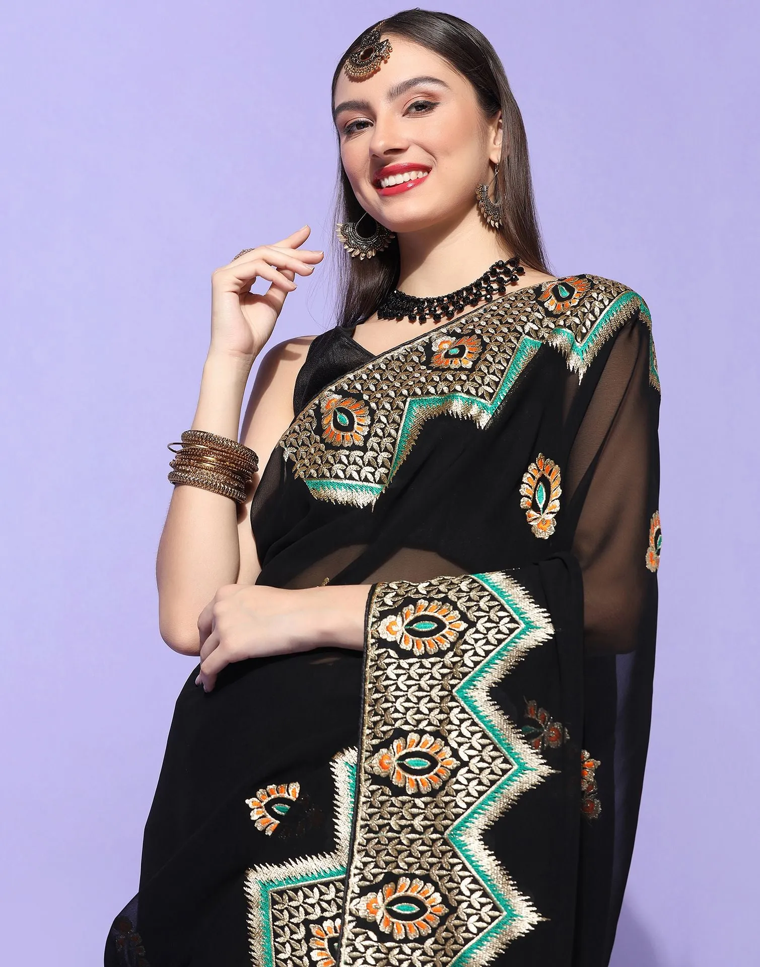 Black Embroidery Saree