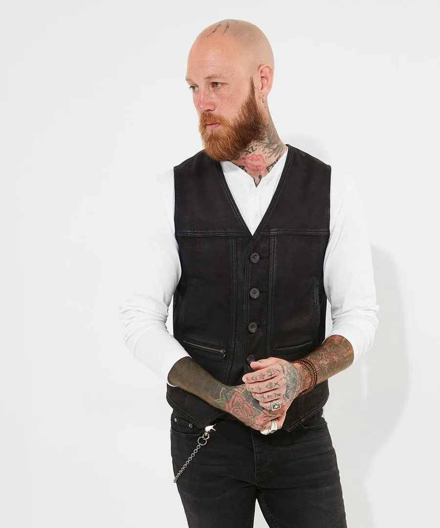 Black Leather Waistcoat