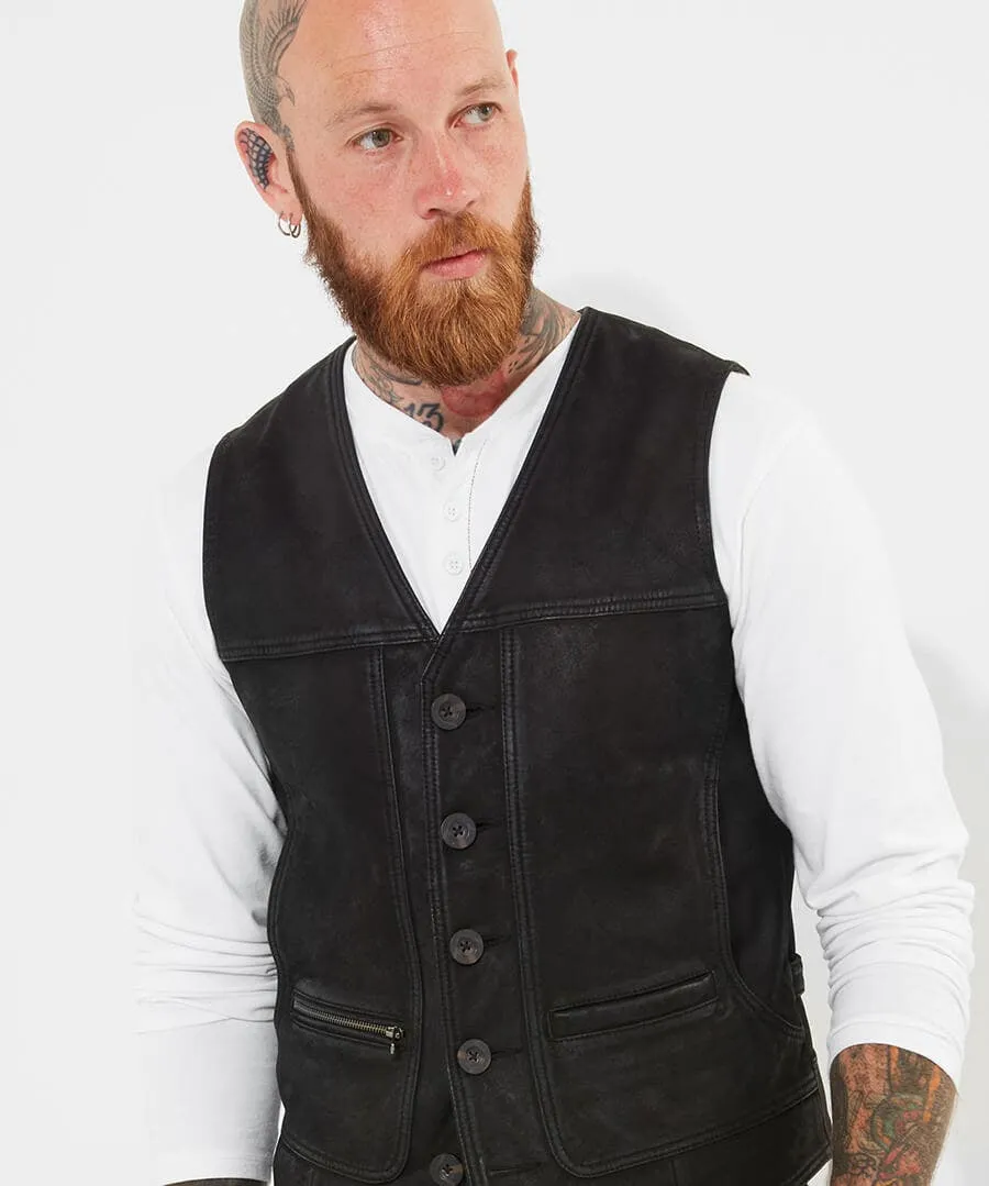 Black Leather Waistcoat