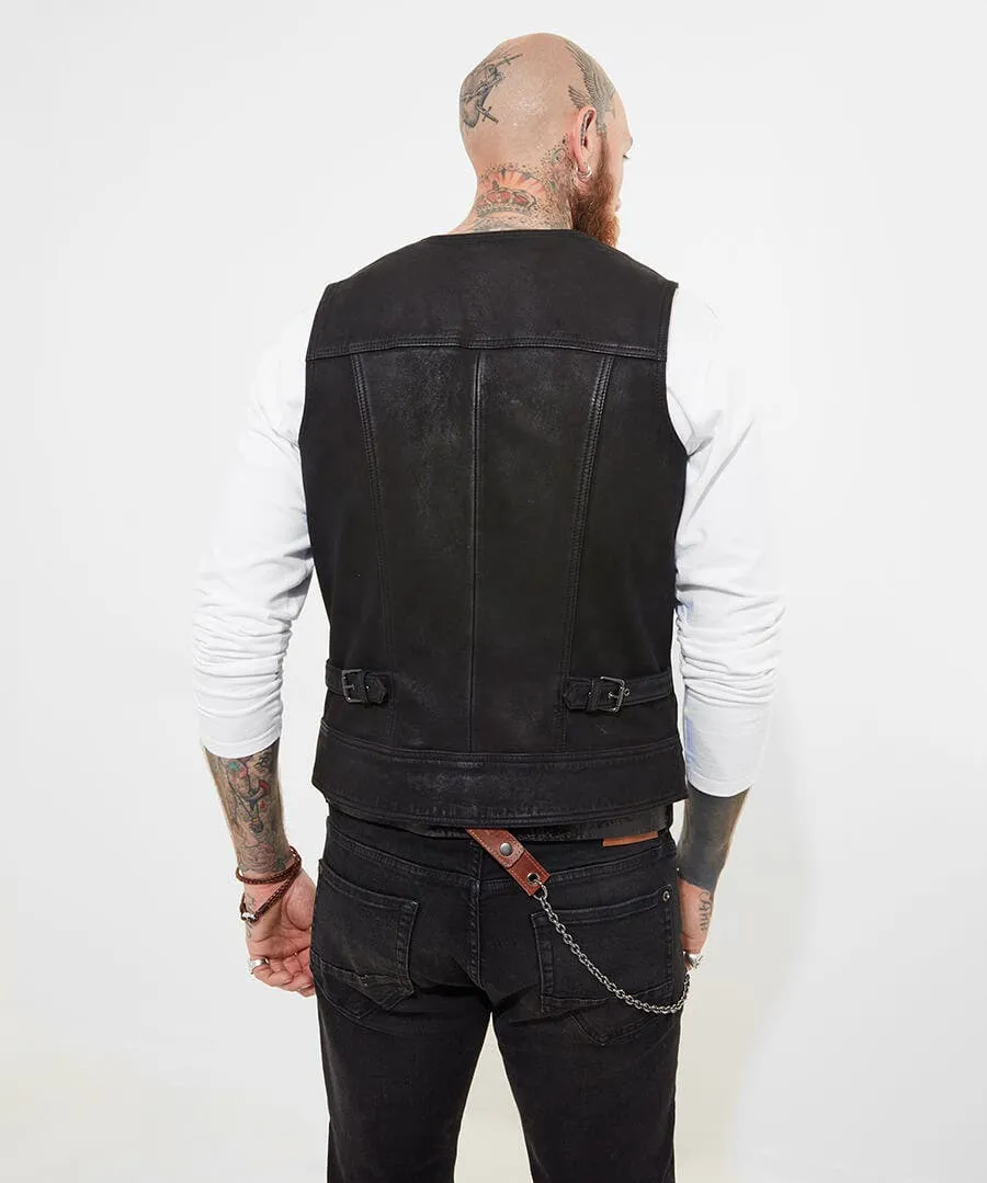 Black Leather Waistcoat