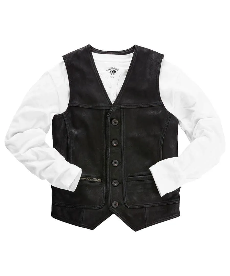 Black Leather Waistcoat