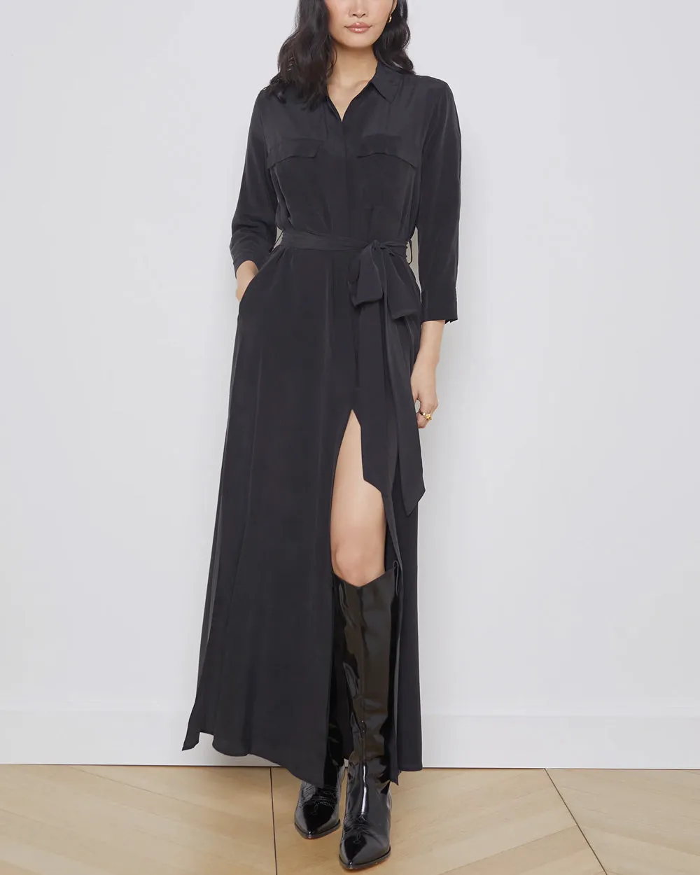 Black Long Cameron Shirt Dress