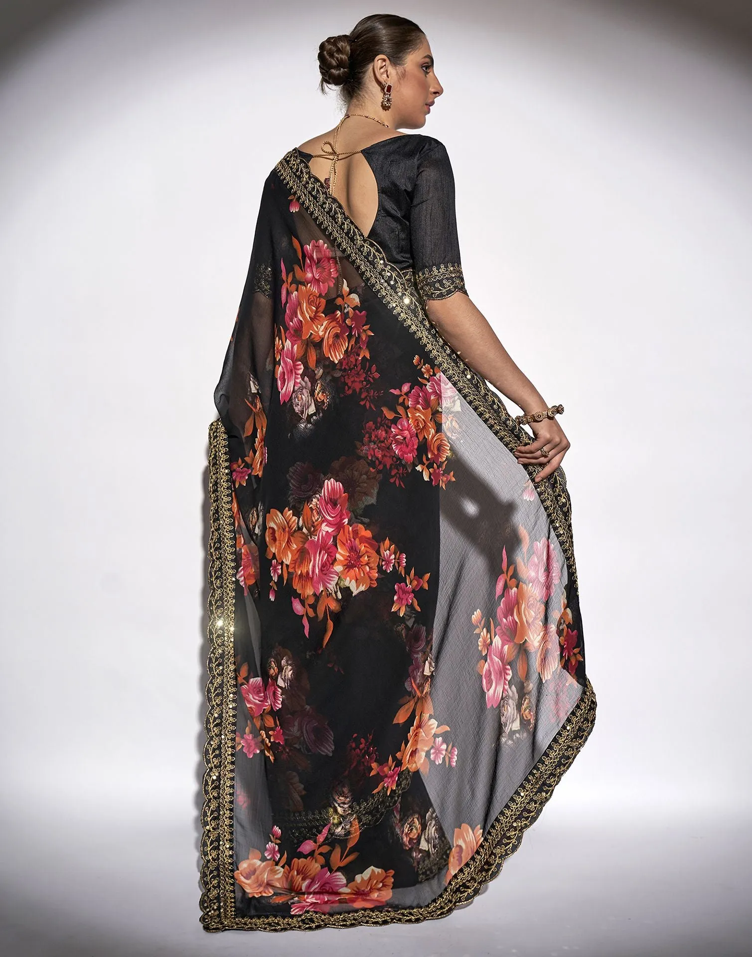 Black Printed Saree