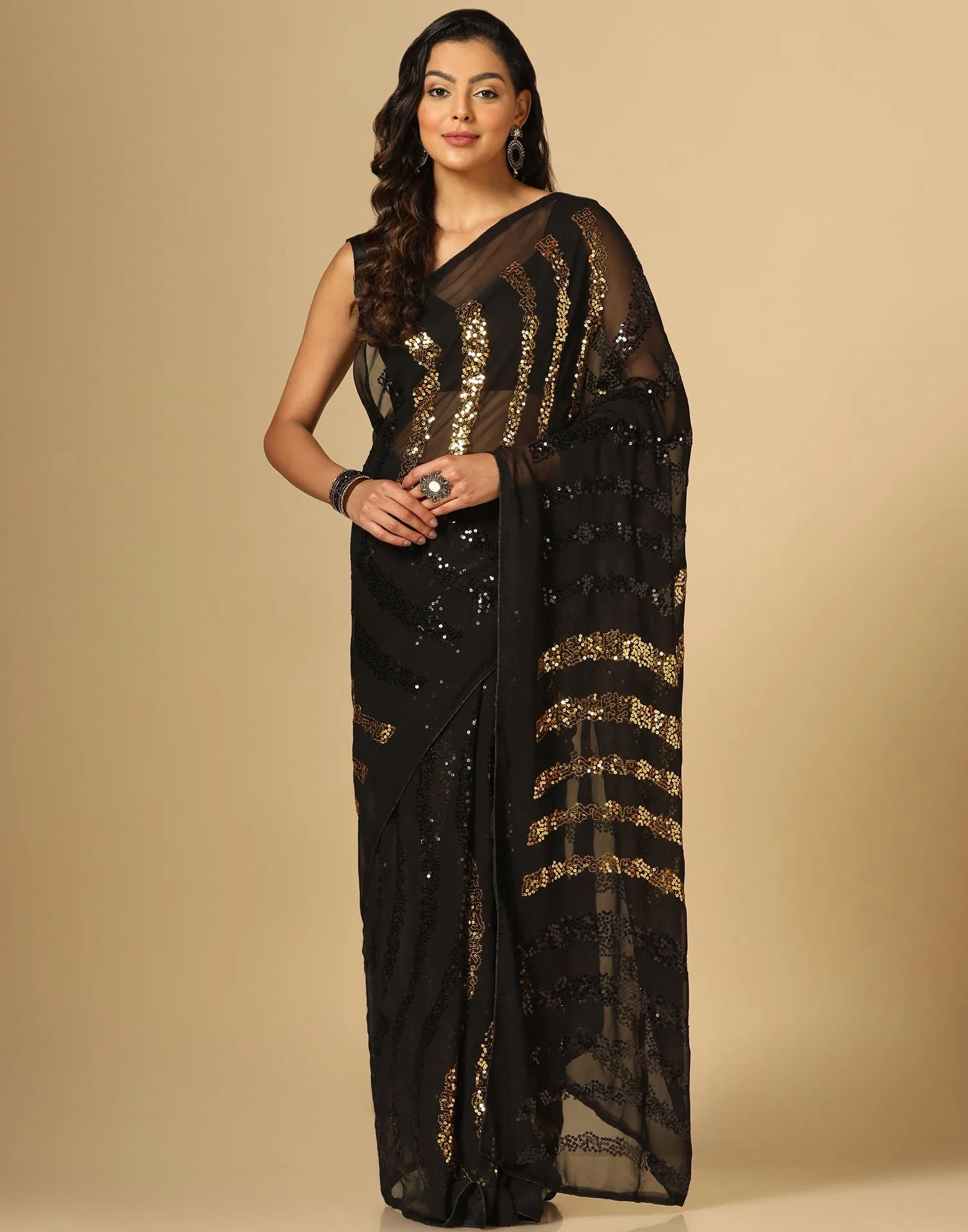 Black Sequence Saree