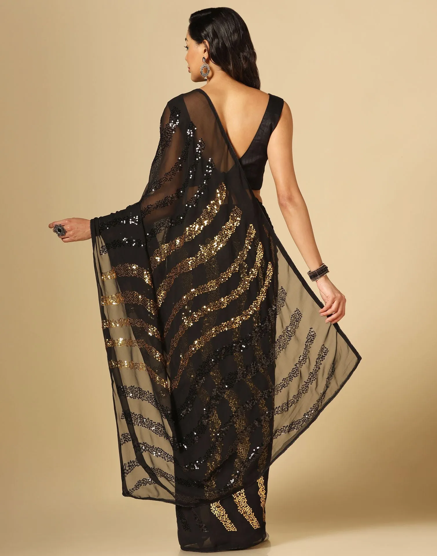 Black Sequence Saree