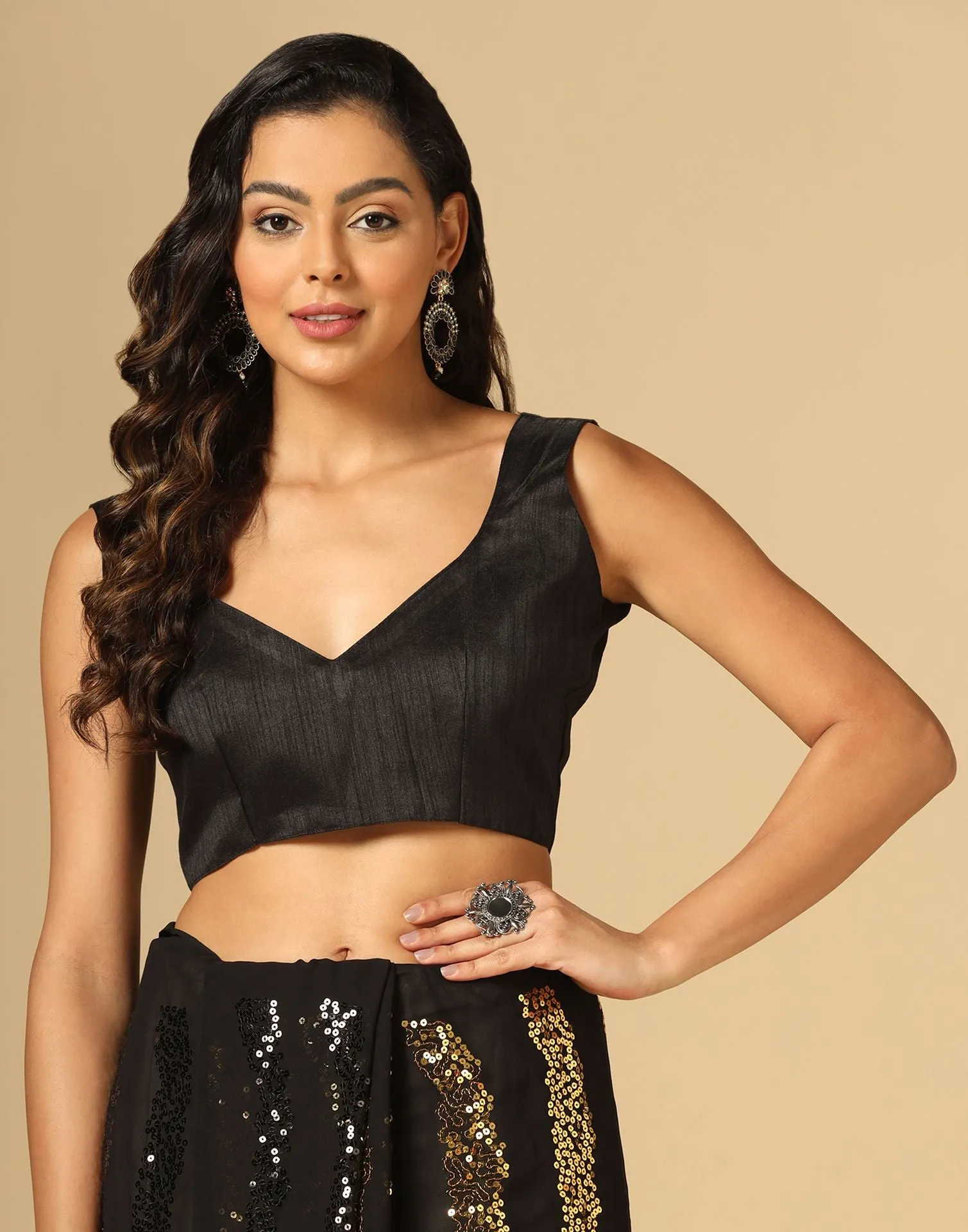 Black Sequence Saree