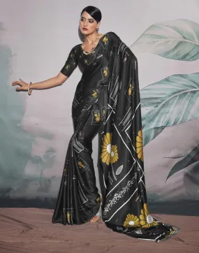 Black Silk Printed Sarees