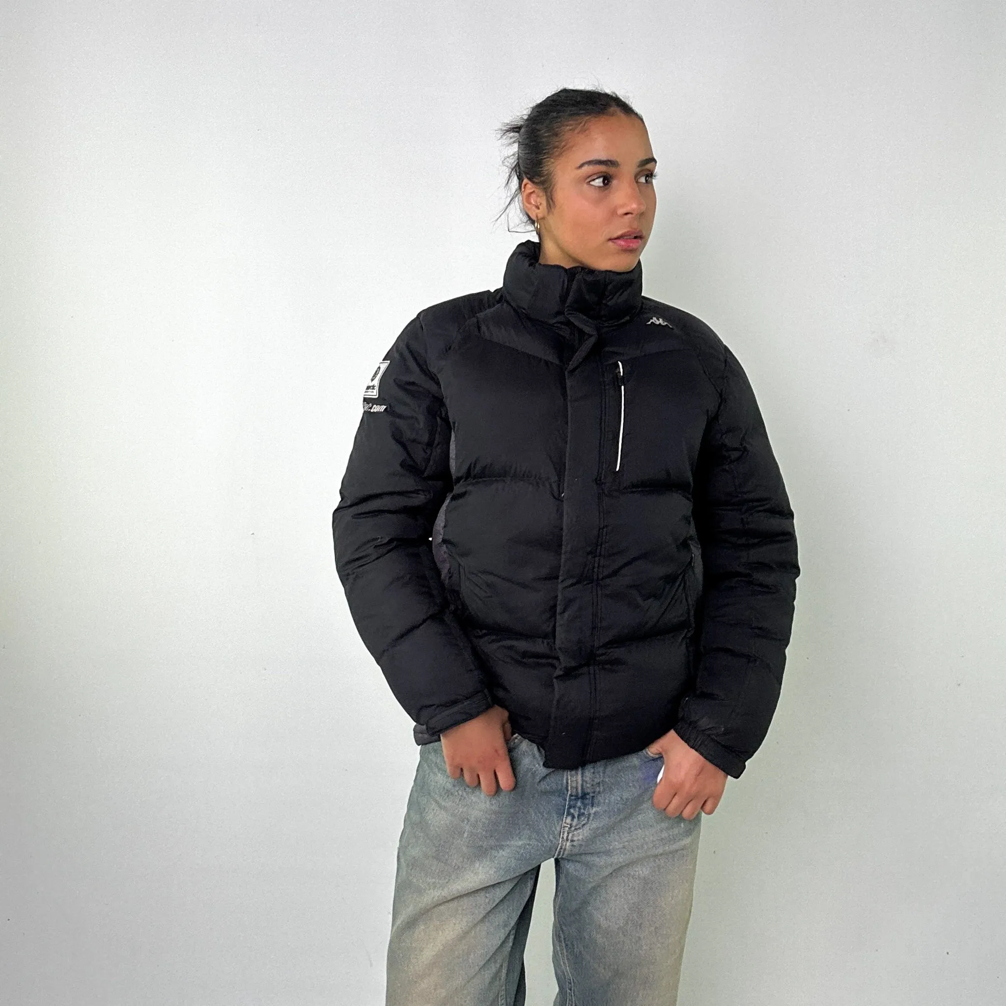 Black y2ks Kappa Puffer Jacket Coat (L)