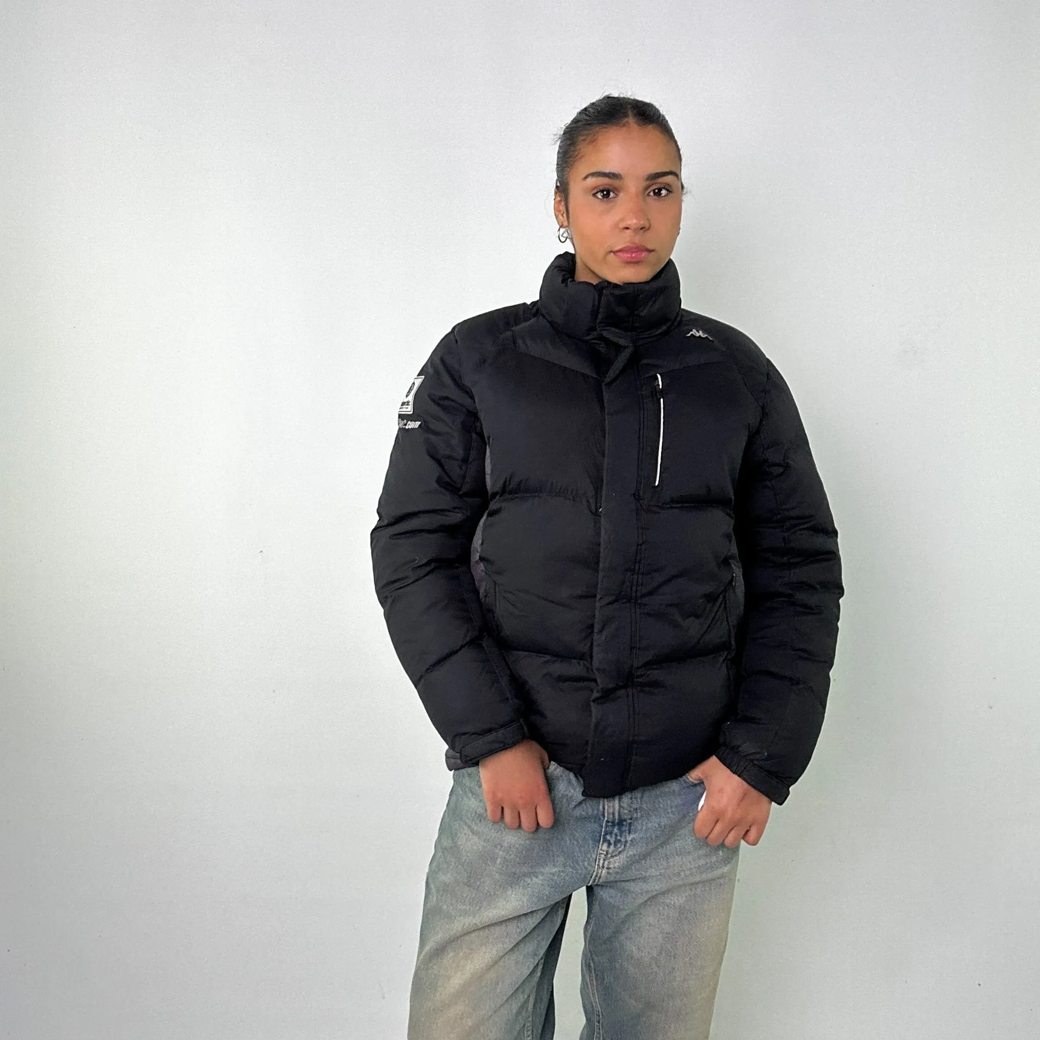 Black y2ks Kappa Puffer Jacket Coat (L)