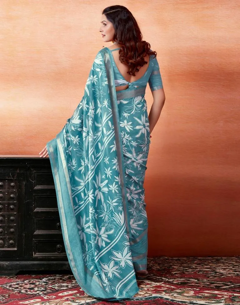 Blue Silk Printed Sarees