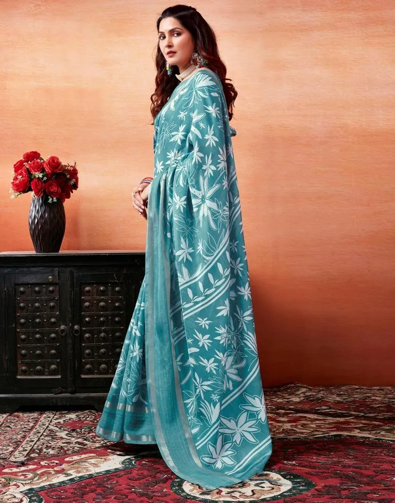 Blue Silk Printed Sarees