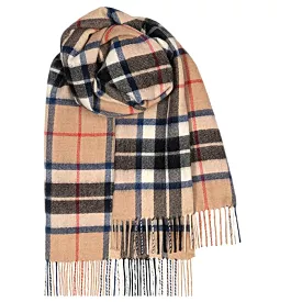 Bobbie Thomson Camel Modern Tartan Lambswool Stole