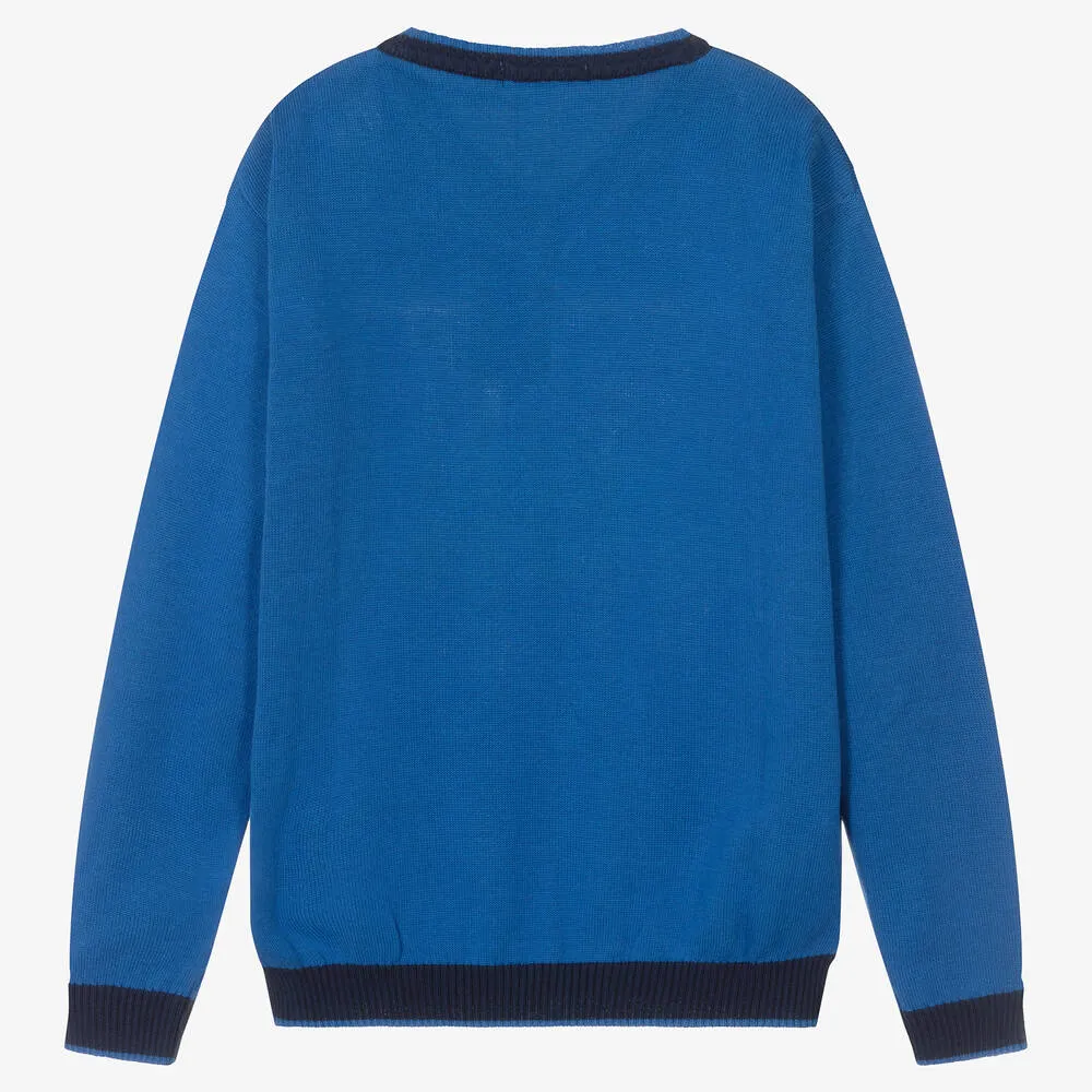 Boys Blue Stripe Knitted Sweater