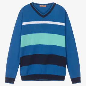 Boys Blue Stripe Knitted Sweater