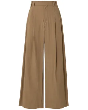 Brown Wide Leg Pleated Trouser