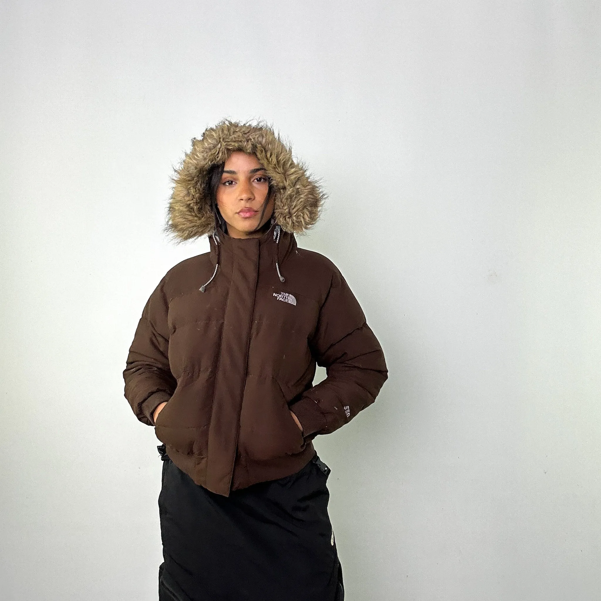 Brown y2ks The North Face 550 Series Puffer Jacket Coat (S)