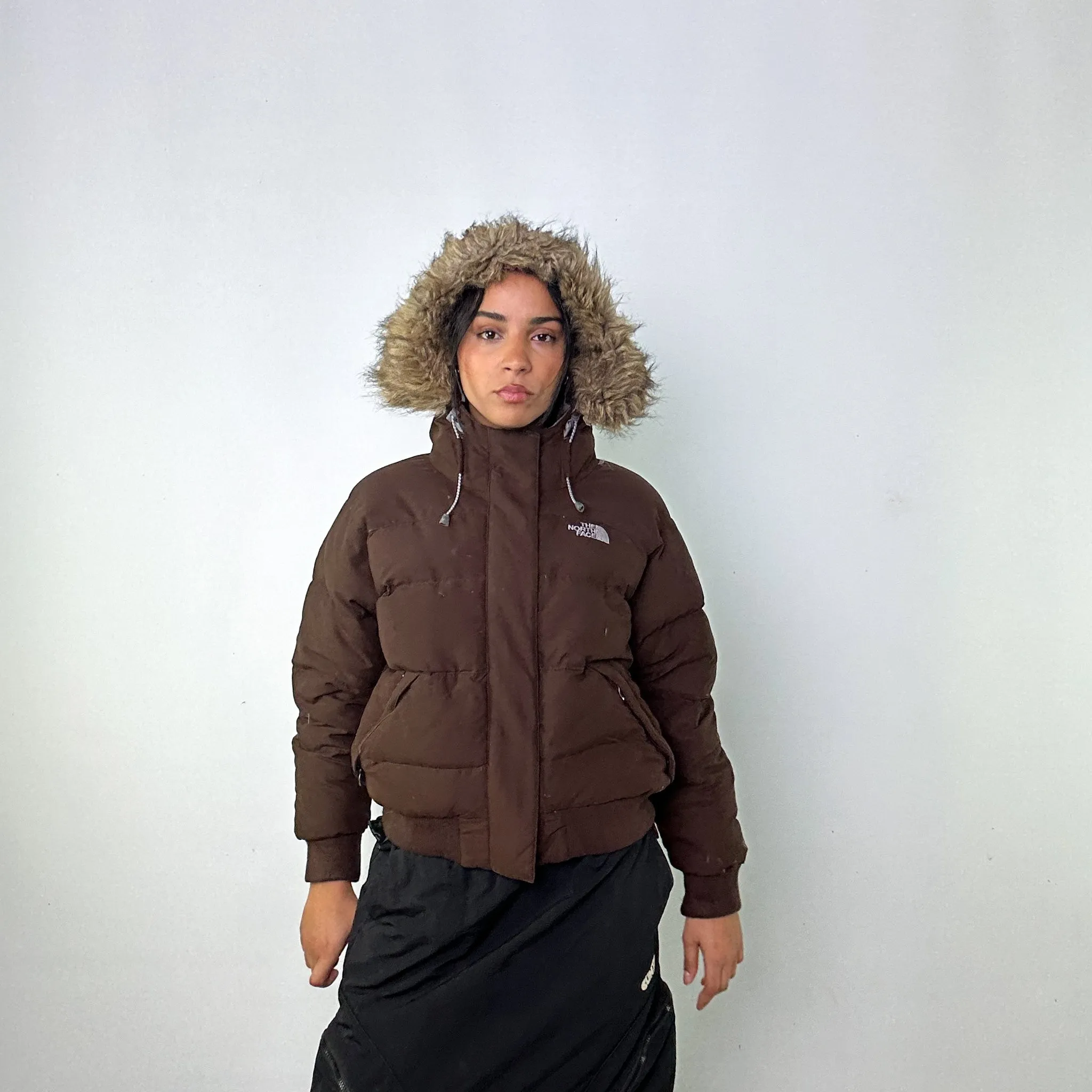 Brown y2ks The North Face 550 Series Puffer Jacket Coat (S)