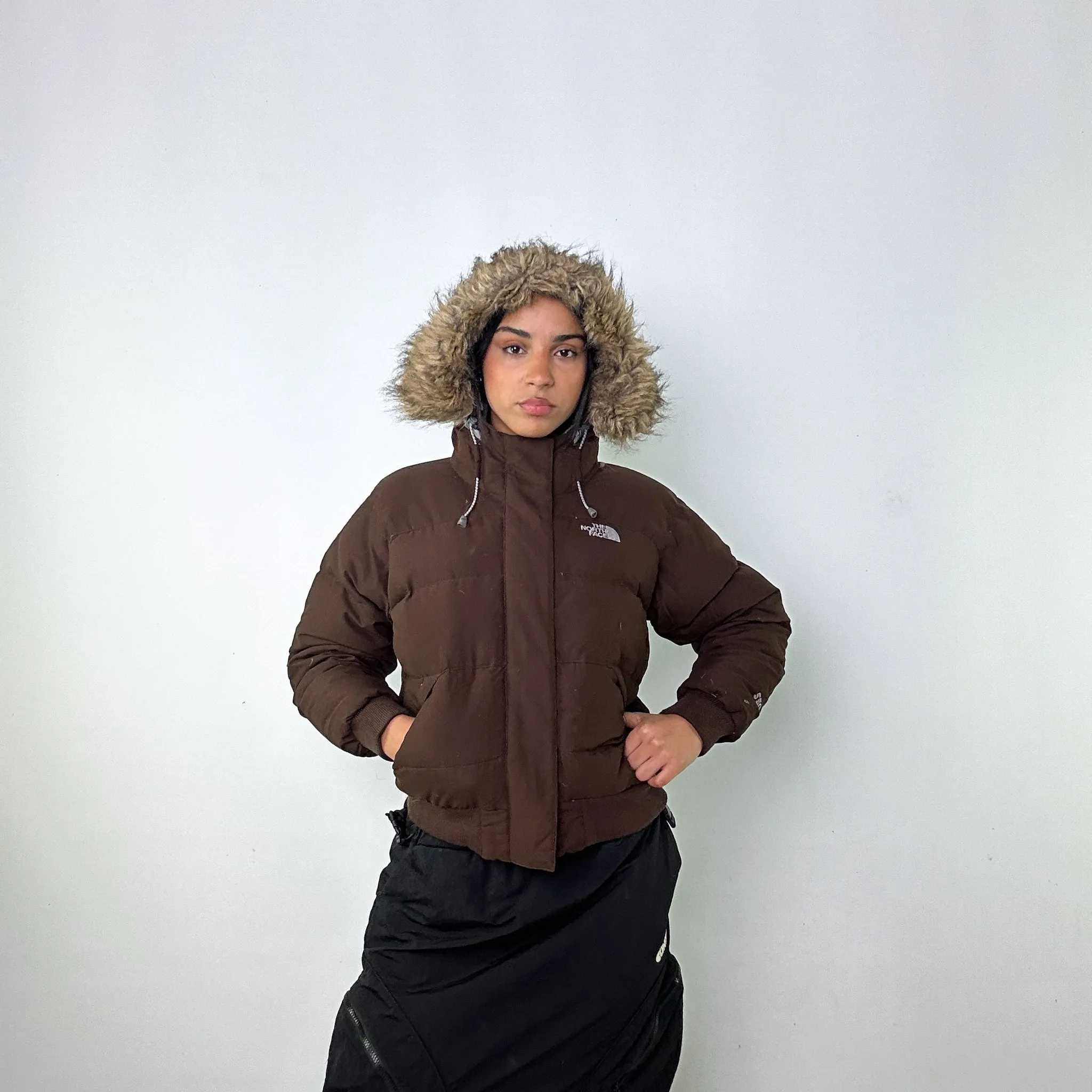 Brown y2ks The North Face 550 Series Puffer Jacket Coat (S)