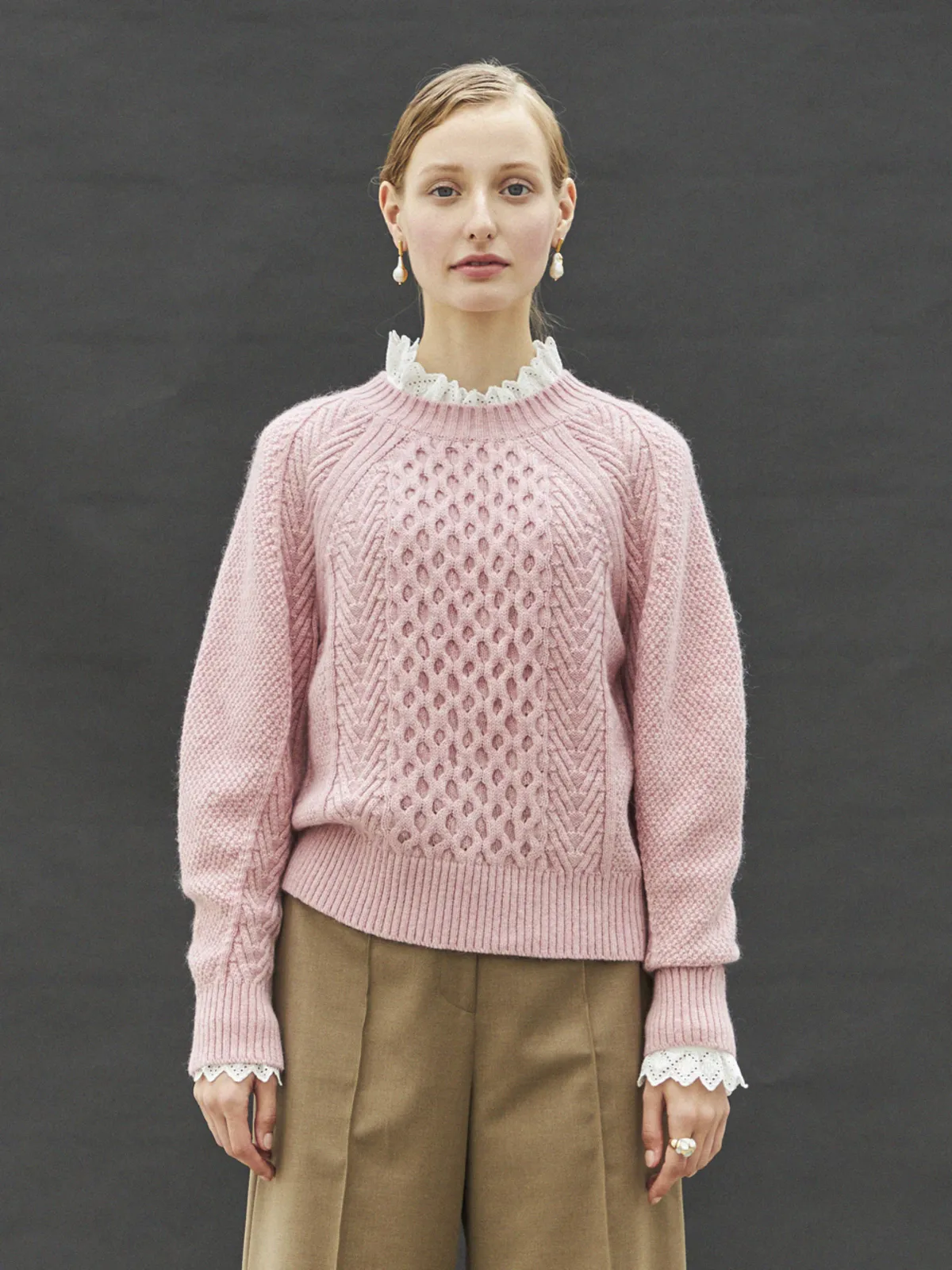 Cable Sweater - Pink