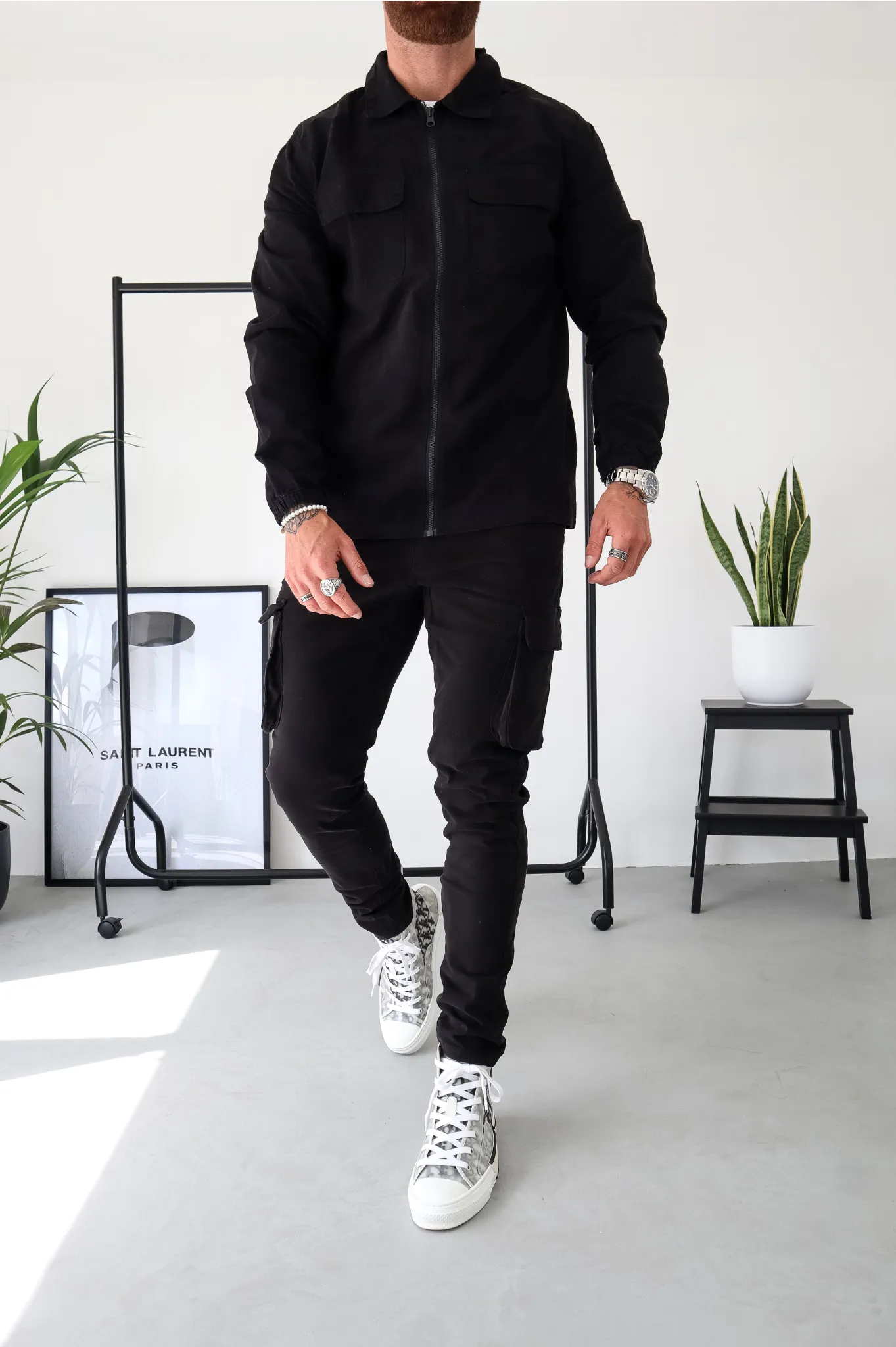 Capo DYED Cotton Cargo Jacket - Black