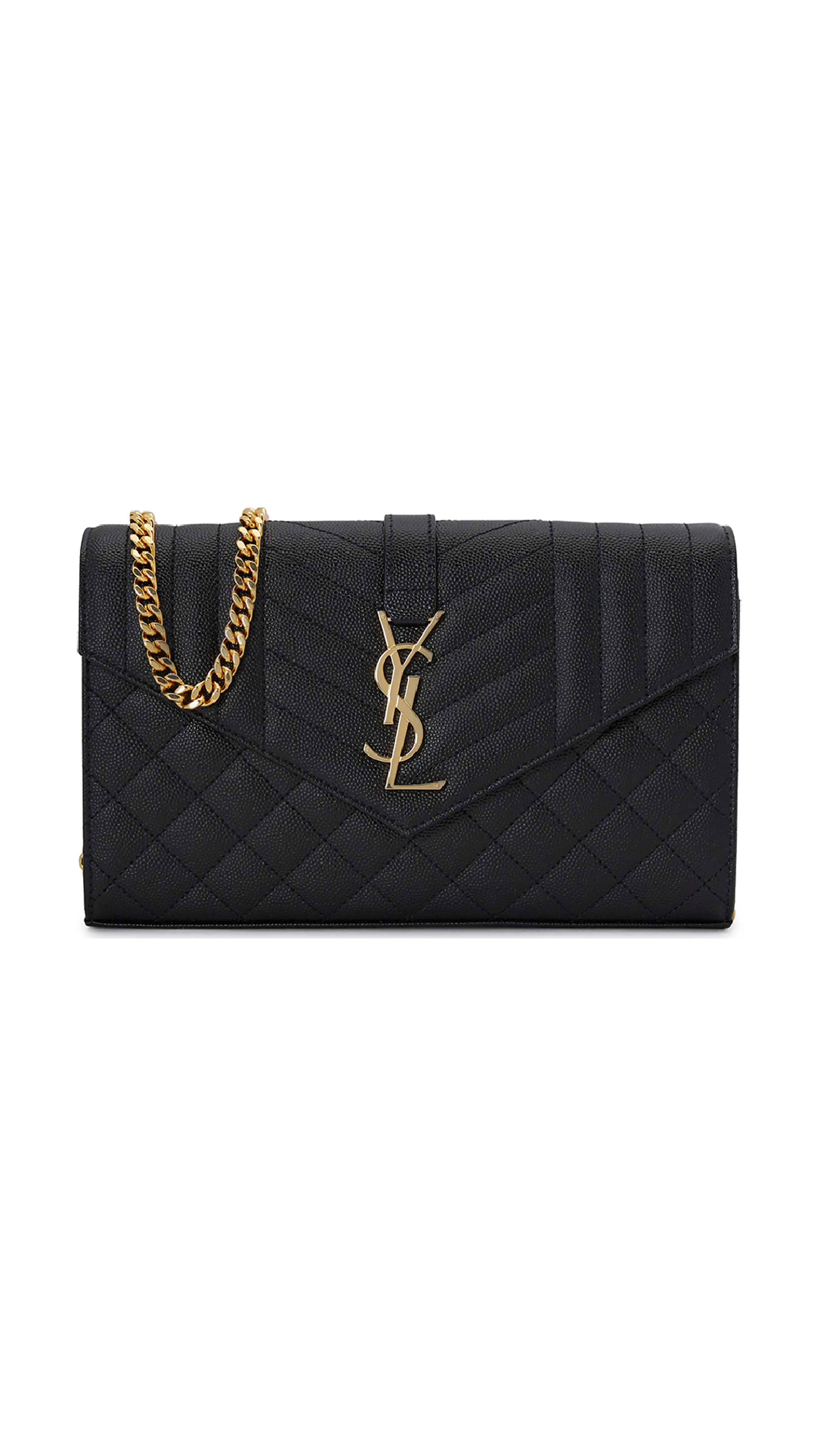 Cassandre Chain Wallet in Quilted Leather - Black