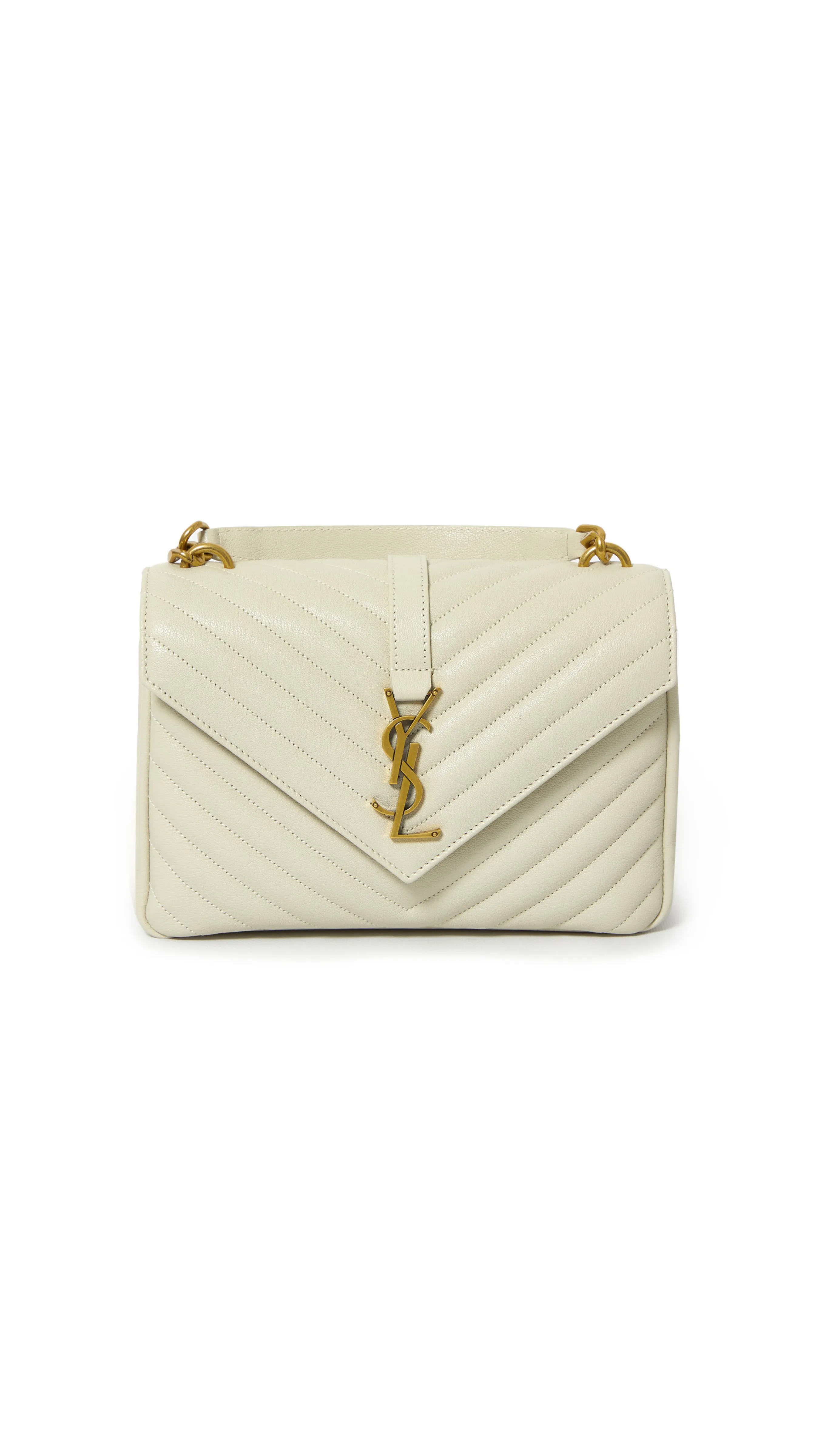 Collège Medium Chain Bag in Quilted Leather - Blanc Vintage