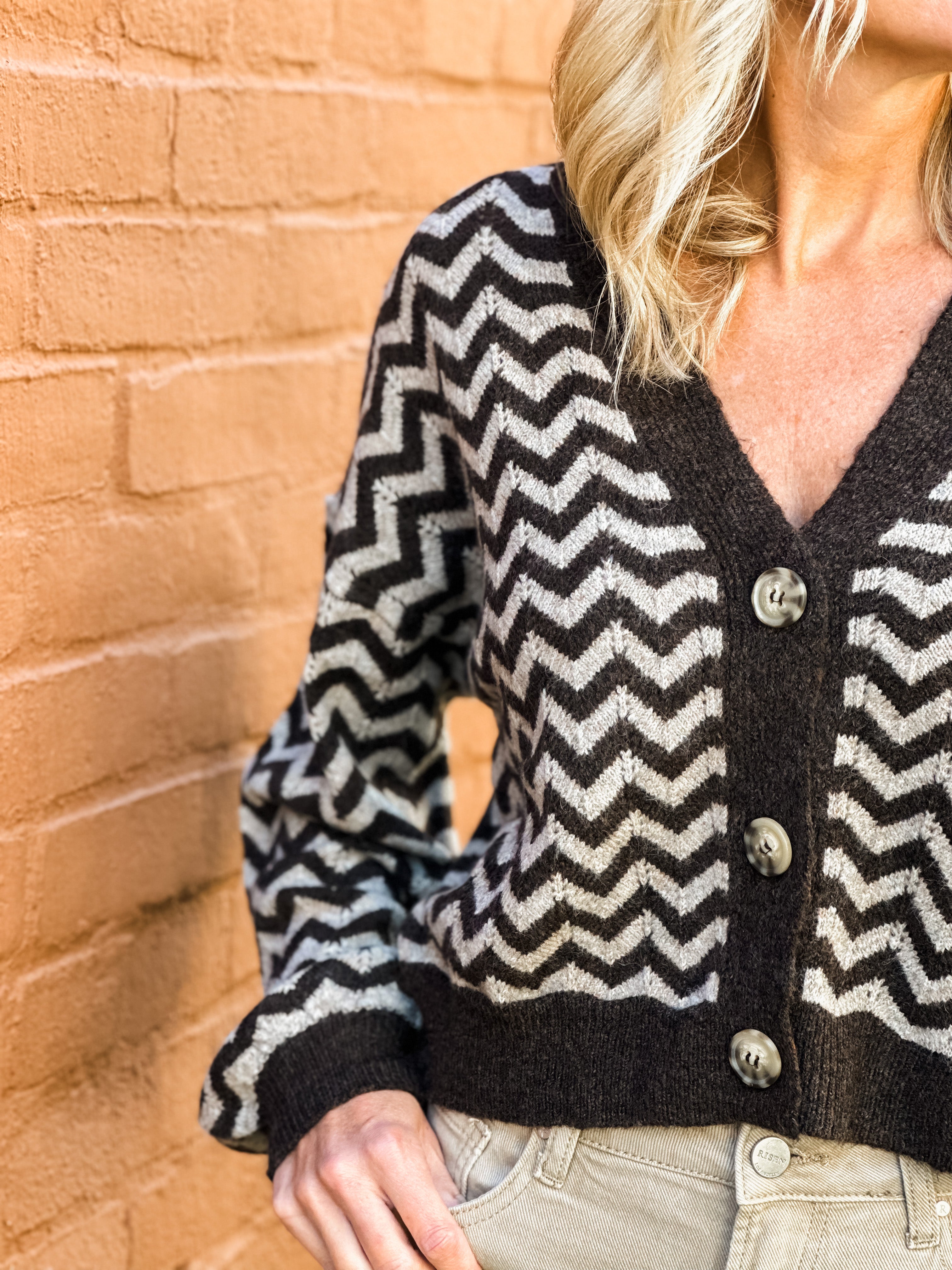 Core Chevron Knit Cardigan