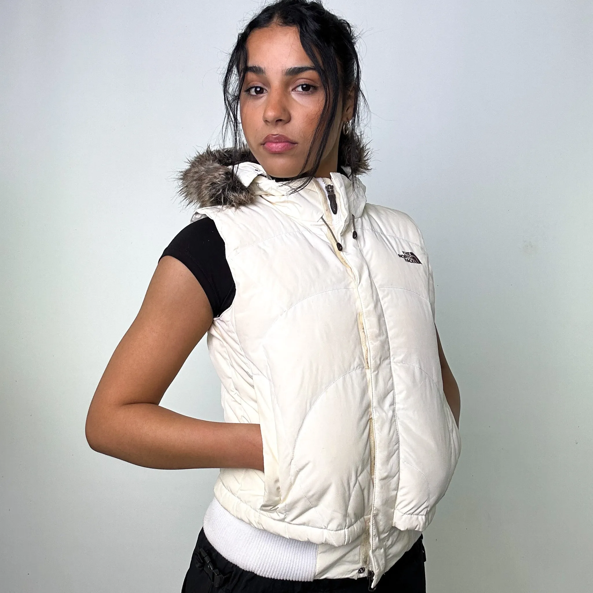 Cream 90s The North Face 600 Series Puffer Jacket Coat Gilet (M)