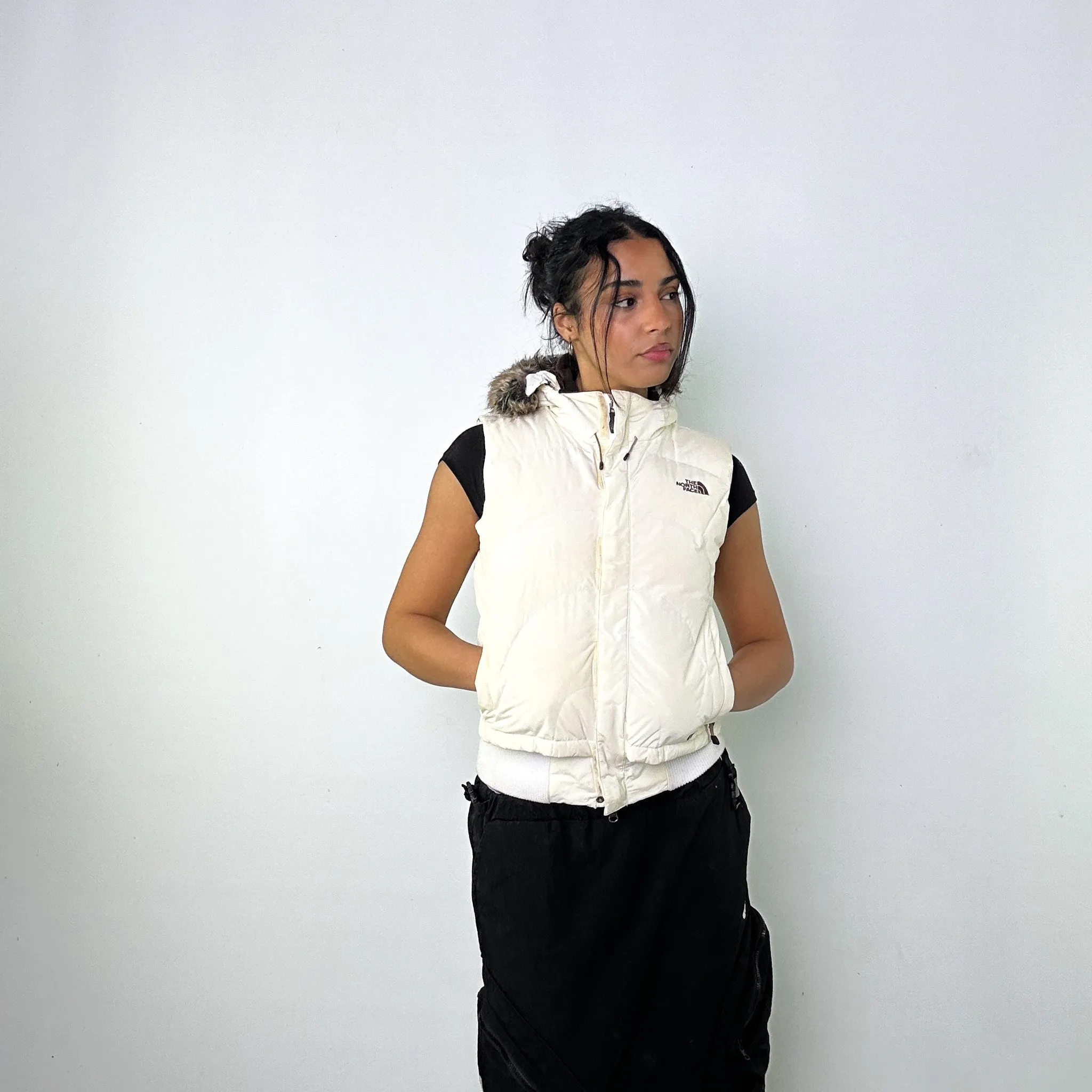 Cream 90s The North Face 600 Series Puffer Jacket Coat Gilet (M)